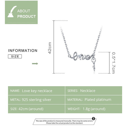 925 Sterling Silver Pure Love Letter Necklace