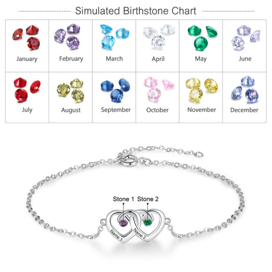 Personalized Double Heart Bracelet