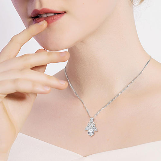Real 925 Sterling Silver Necklace Pendant Elegant Leaf Wedding Women Jewelery