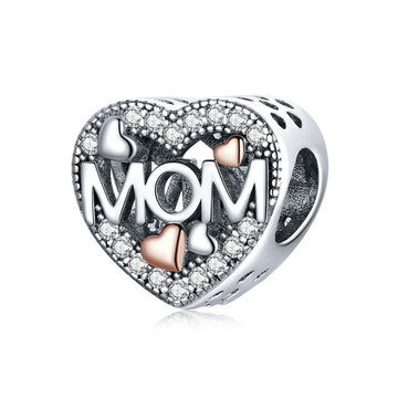 925 Sterling Silver Mom Love Charm Beads