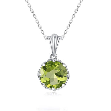 925 Silver Peridot Gemstone Boho Flower Necklace
