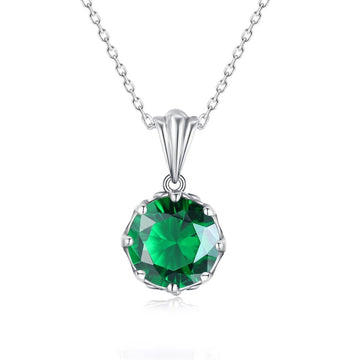 925 Sterling Silver Flower Green Gemstone Necklace