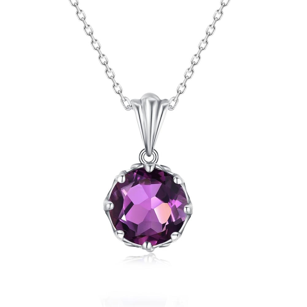 925 Sterling Silver Amethyst Gemstone Necklace