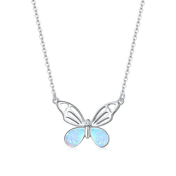 Collana a farfalla autentica in argento sterling 925 con opale