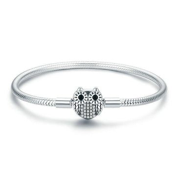 Bracciale con chiusura a forma di gufo in argento sterling 925