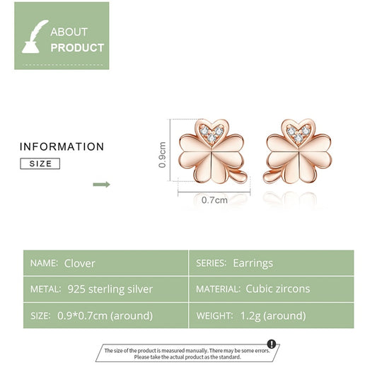 Rose Gold Color Four-Leaf Clovers Stud Earrings