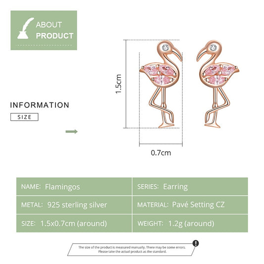 925 Sterling Silver Rose Gold Color Cubic Zirconia Stud Earrings
