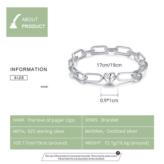 925 Sterling Silver Heart Love Bracelet