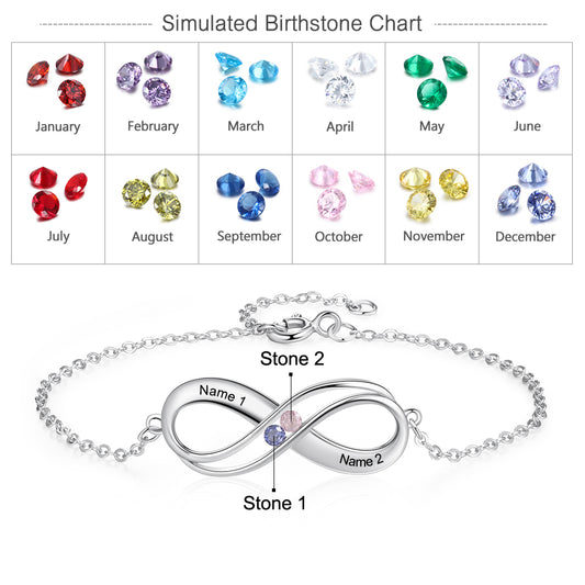 Customized Birthstone Engraved Name Bracelet