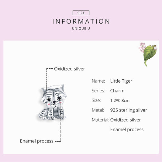 925 Sterling Silver Little Tiger Charm Beads