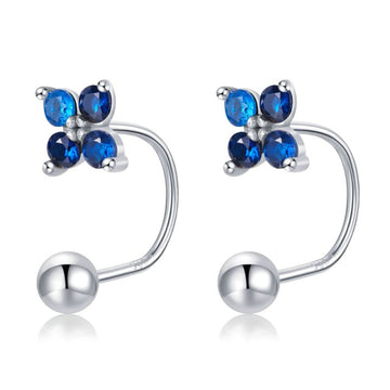 Authentic Lucky Clover Blue Crystal Stud Earrings