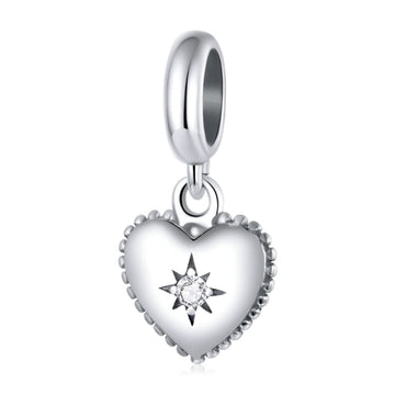 925 Sterling Silver Love Heart Charm Beads