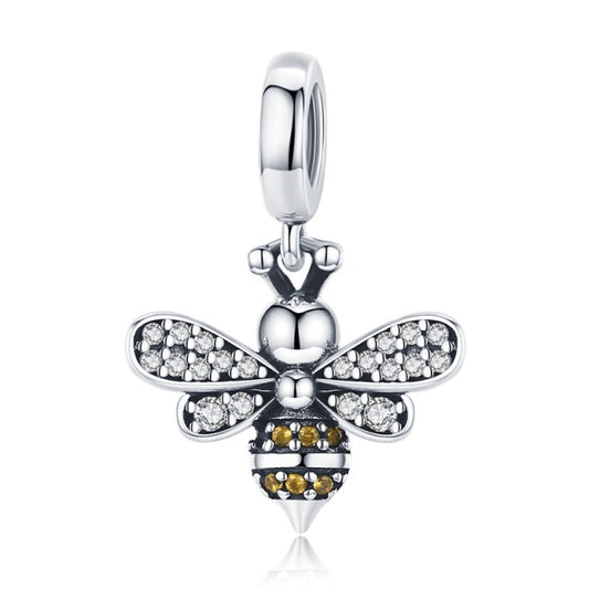 925 Sterling Silver Crystal Bee Crystal Charm Beads