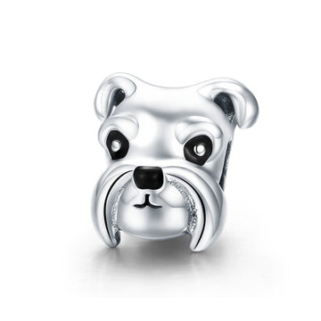 925 Sterling Silver Schnauzer Dog Charm Beads