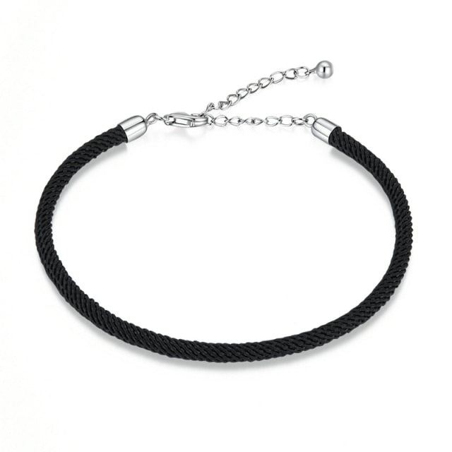 925 Sterling Silver Black Basic Braided Bracelet