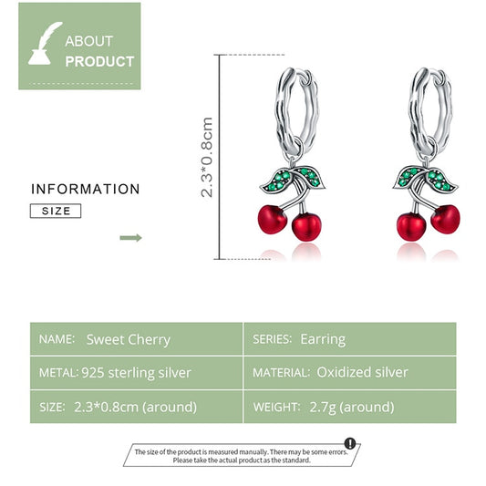 925 Sterling Silver Sweet Cherry Stud Earrings