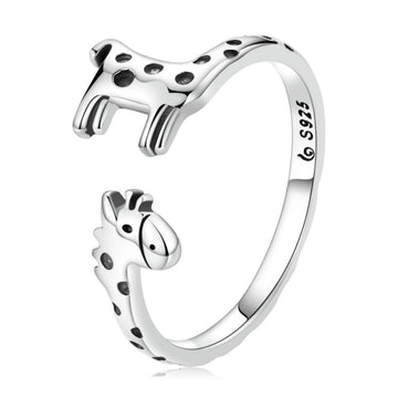 925 Sterling Silver Giraffe Puppy Paw Elephant Ring