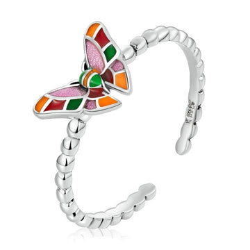925 Sterling Silver Colorful Butterfly Ring