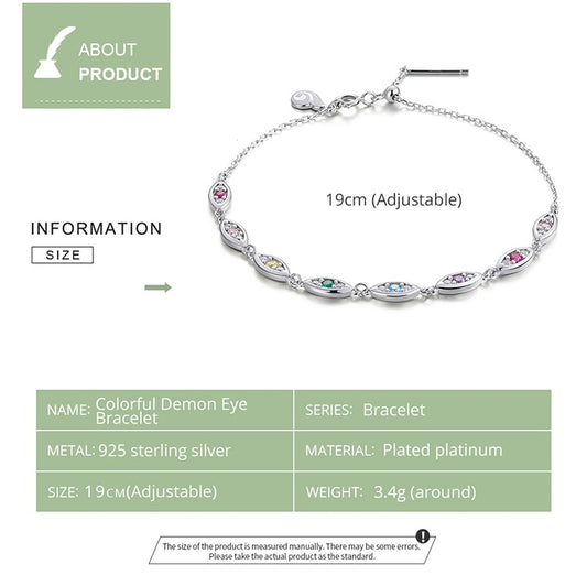 925 Sterling Silver Colorful Demon Eye Bracelet