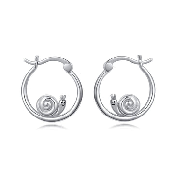 Snail Hoop Earrings Girl Cute Cartoon Animal Creative Silver Plated Round Earring Gift