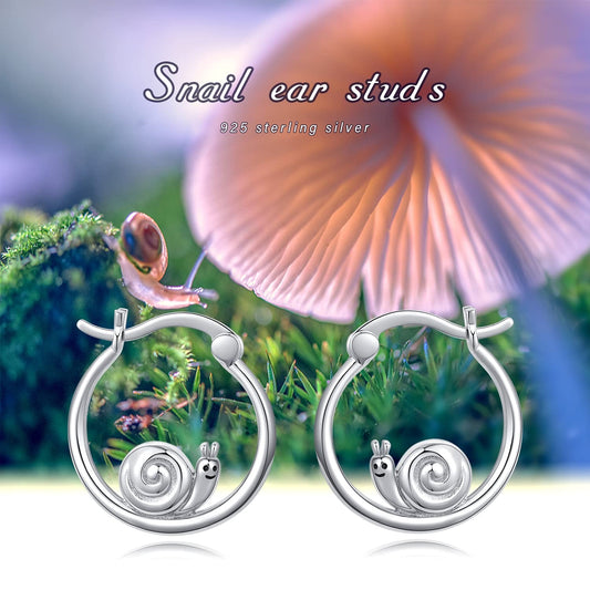 Snail Hoop Earrings Girl Cute Cartoon Animal Creative Silver Plated Round Earring Gift