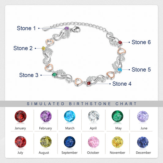 Personalized Baby Foot Birthstone Name Engraved Bracelet