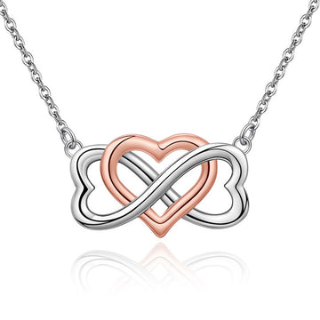 925 Sterling Silver Infinity Symbol Heart Endless Love Necklace