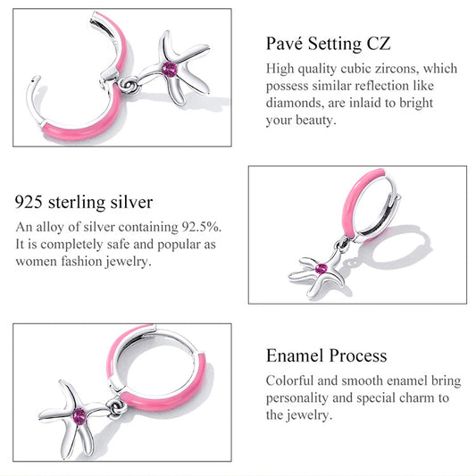 925 Sterling Silver Starfish Drop Earrings