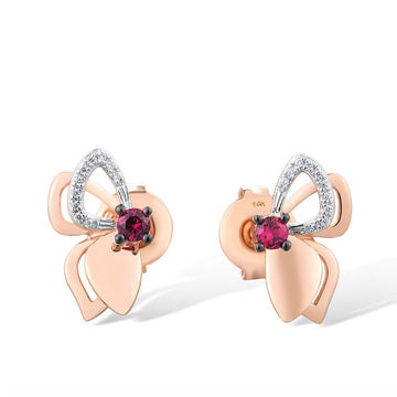 Orecchini a bottone in oro rosa 14K 585 originali