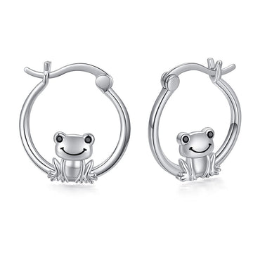 Small Animal Frog Hoop Earrings