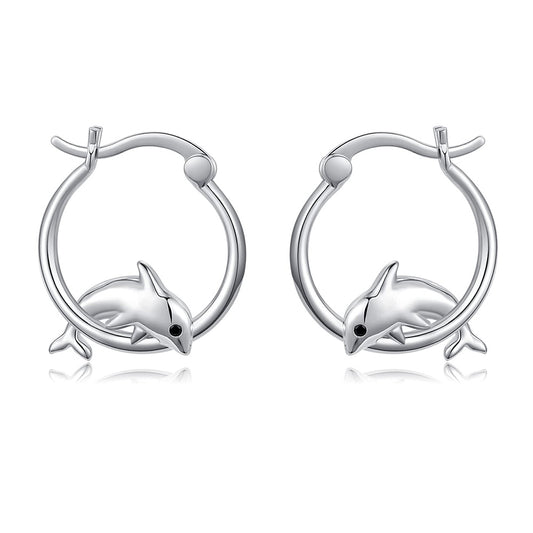 Silver Plated Dolphin Stud Earrings
