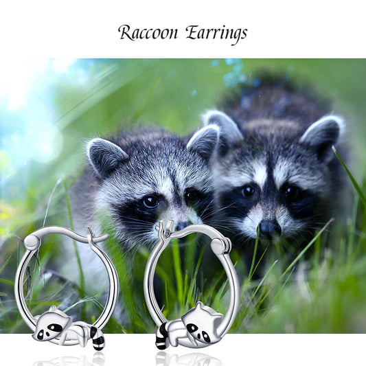 Raccoon Delicate Hoop Earrings