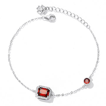925 Sterling Silver French Ruby Zircon Bracelet