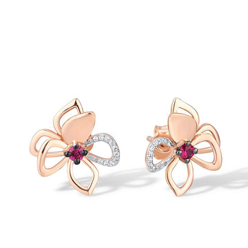 Orecchini a bottone in oro rosa 14K 585 originali
