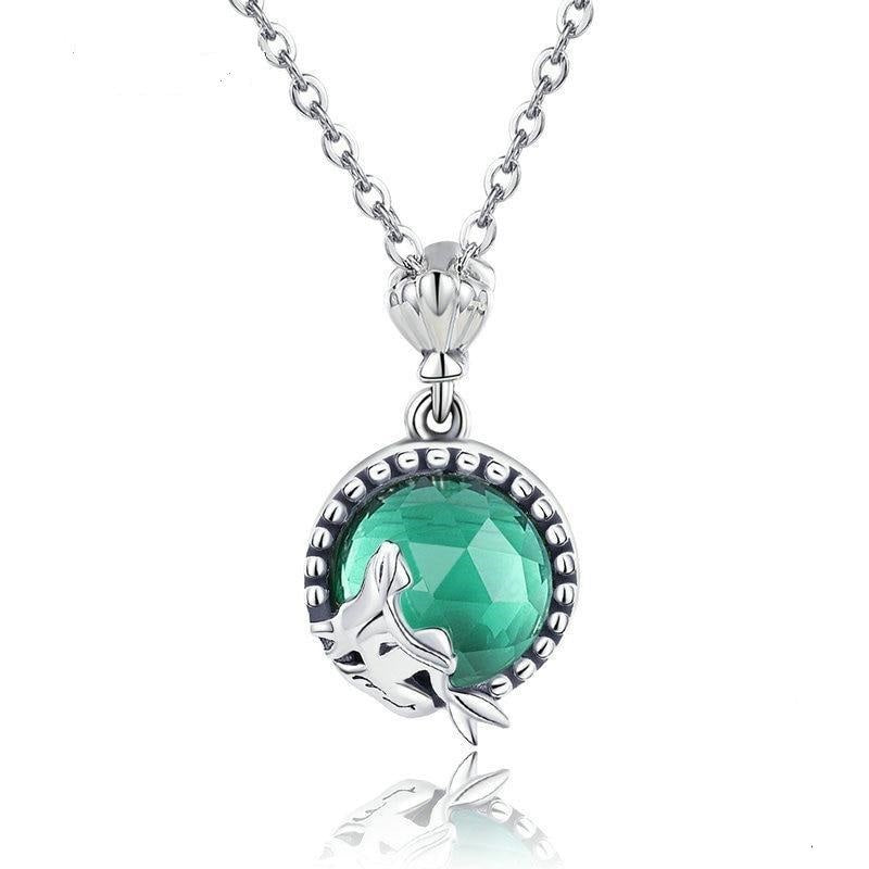 Genuine 925 Sterling Silver Fairy Story Light Green Pendant Necklace