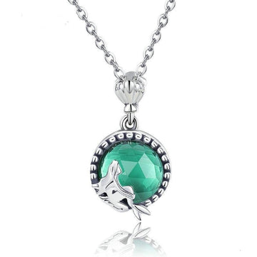 Collar con colgante de cuento de hadas en plata de ley 925, color verde claro