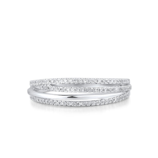 Pure 14K 585 White Gold Rings For Women Sparkling Diamond Twine Ring Promise Engagement Anniversary Gift