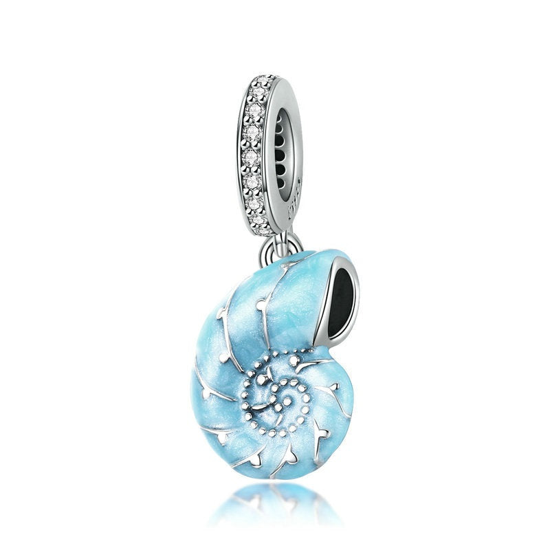 Dije de concha azul en plata 925