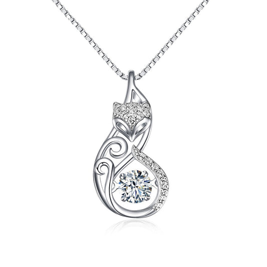 S925 Sterling Silver Necklaces Cute Fox Pendant Necklace Girl Jewelry Gift
