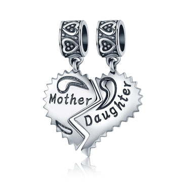 925 Sterling Silver Mother and Daughter Love Forever Charm Beads