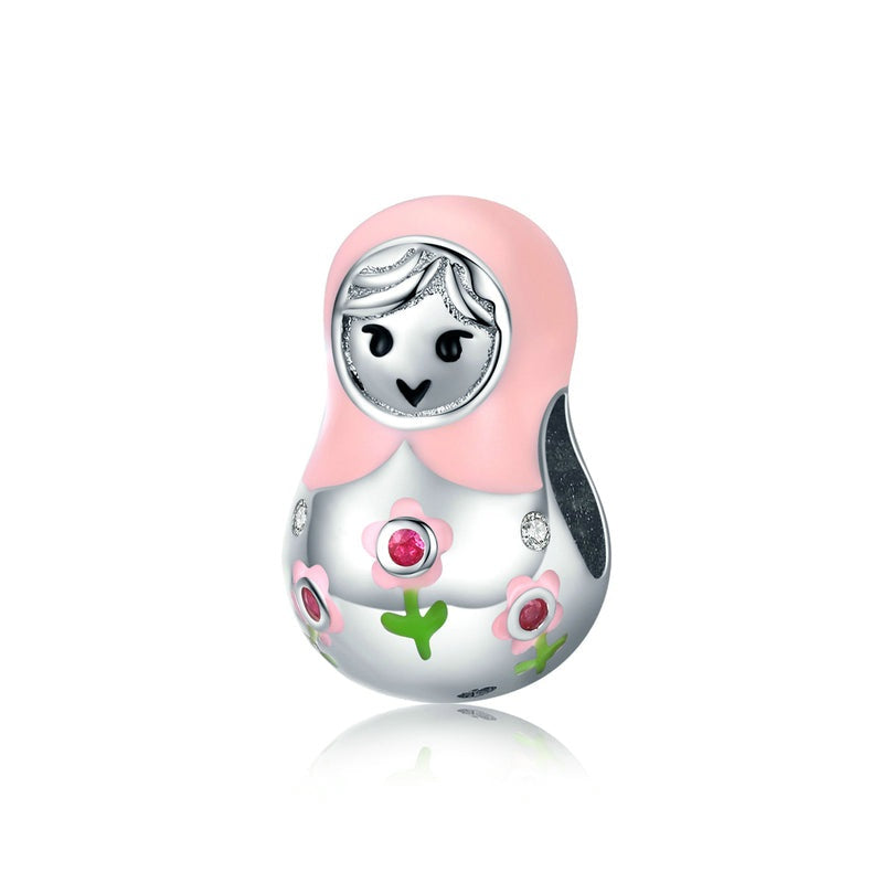 Silver 925  Ename Russian Dolls Charm Beads