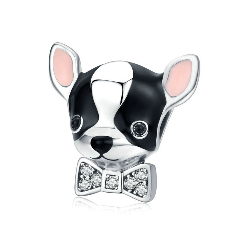 Silver 925 Enamel Lovely Chihuahua Dog Charm Beads