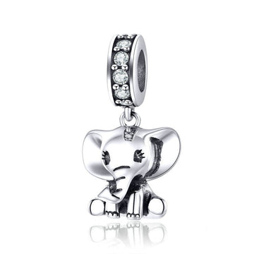 Ciondolo a forma di elefante in argento sterling con perline