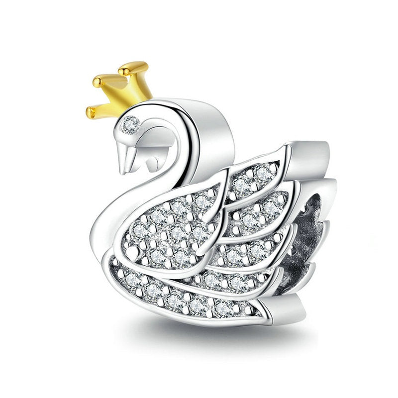 Silver 925 Princess Swan Charm Beads