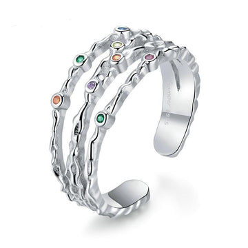 Adjustable Spiral 925 Sterling Silver Colorful Ring