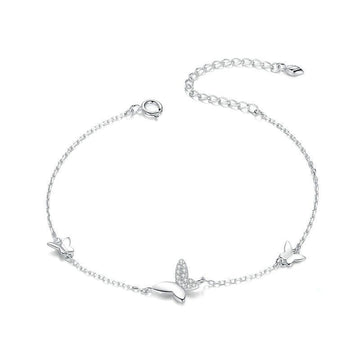Sterling Silver 925 Lobster Clasp Chain Bracelet for Women Flying Butterfly Silver Jewelry Femal Gift